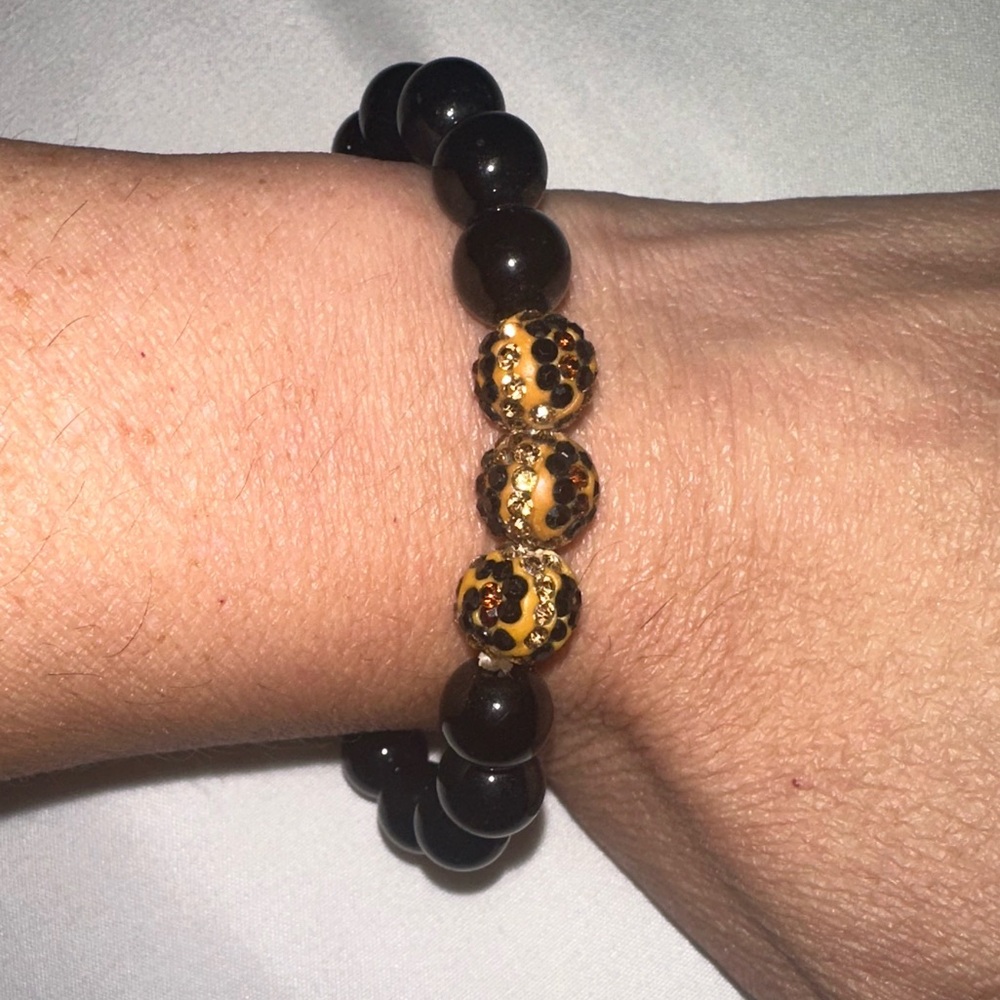 Black beaded Leopard bracelet